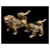 Pair Asian Bronze Foo Dogs