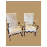 Pair of Carved Louis XV Style Armchairs