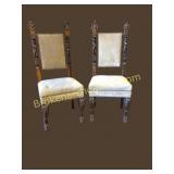 Pair of Carved Walnut Renaissance Revival Chairs