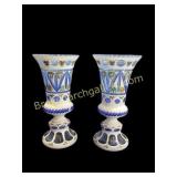Pair Bohemian Mantle Vases