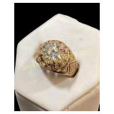 14 K Yellow Gold and Diamond Ring