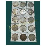 Group of 15 U.S. Silver Peace Dollars, 1922ï¿½1926