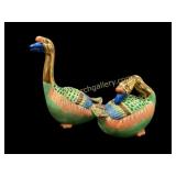 Pair Porcelain  Mandarin Ducks
