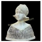 Marble and Alabaster Bust of Young Lady