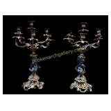 Pair French Brass and Spelter Putti Candelabra