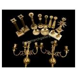 Pair Brass Wall Sconce, Brass Candlesticks