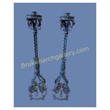 Pair of Tall Wrought Iron Torchï¿½re Candle Stands