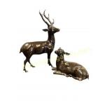 Pair Asian Bronze Deer Sculpture