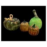 Four Art Glass Pumpkins
