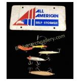 Vintage Fishing Lures, Porcelain Sign