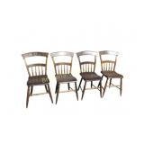 Four Wood Chairs with Floral Detail