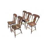 Five Hand-Painted Wooden Chairs