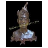 Balinese Carved Wood Bust of Young Man