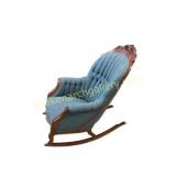 Ornate Wooden Rocking Chair with Upholstery