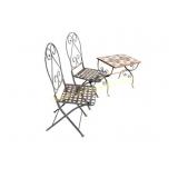 Wrought Iron Bistro Set with Mosaic Tabletop