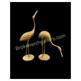 Pair Decorative Brass Cranes