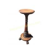 Wood Pedestal With Painted Vase Decor