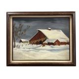 Winter Landscape With Barn, Elizabeth H Thomas
