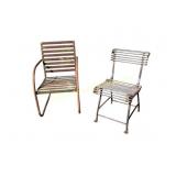 Metal Tubular Slatted Chairs