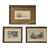 Framed Watercolor, 2 Framed Prints