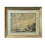 Misty Watercolor with Sailboat, J. Stewman