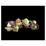8 Ceramic Miniature Teapots