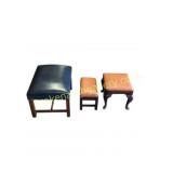 Three Upholstered Footstools
