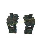 Ceramic Foo Dog Candleholders