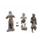 Three Painted Clay Figurines