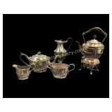 Silver Plate Tea Service, Kettle on Stand