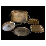 Five Silver Plate Serving Trays