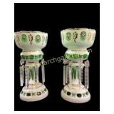 Pair Bohemian Cut Lusters