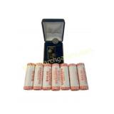 Lot of Quarter Rolls with Vintage Money Clip