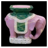 Vintage Glazed Ceramic Elephant Plant Stand
