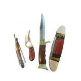 4 Piece Wood Handle Knife Lot