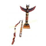 Table Totem & 2 Folk Art Canes