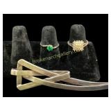 Sterling Brooch, Gold Filled Rings