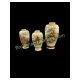Three Satsuma Porcelain Vases