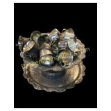 Silver a plate Punch Bowl, Tray, Punch Cups