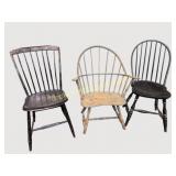Three 19th-Century American Windsor Chairs