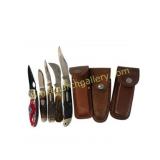 Vintage Pocket Knives and 3 Leather Sheaths