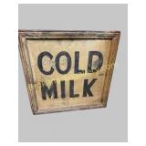 Hand Painted Double Sided Cold Milk Sign