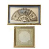 Framed Antique Fan and Lace Square