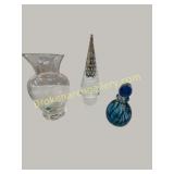 3 Assorted Glass Table Items