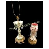 Two Bohemian Cut and Porcelain Lamps