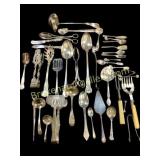 Large Group Silver Plate Serving Utensils