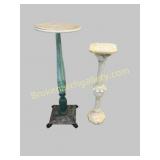 Faux-Marble Painted Stand & White Marble Column