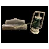 Green Globe Lantern, Antique Candle Box