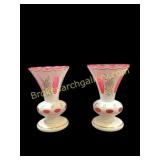 Pair Bohemian Cut Vases