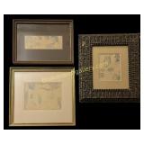 Framed Figural Sketches of Various Body Parts